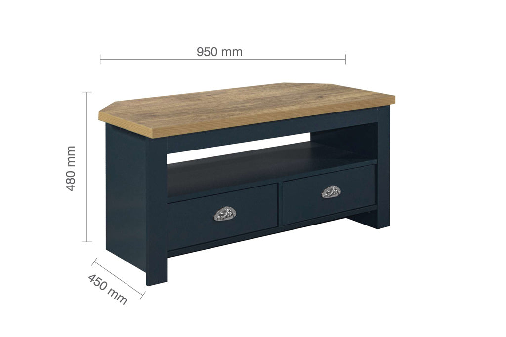 Birlea Highgate Corner TV Unit - Navy Blue & Oak 4