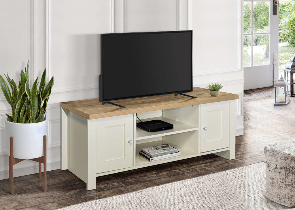 Birlea Highgate Large TV Unit - Cream & Oak