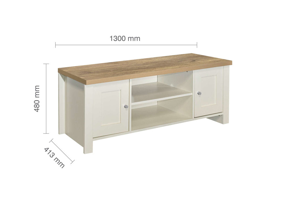 Birlea Highgate Large TV Unit - Cream & Oak 4