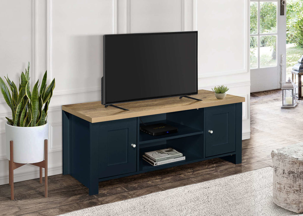 Birlea Highgate Large TV Unit - Navy Blue & Oak