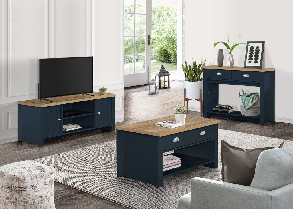 Birlea Highgate Large TV Unit - Navy Blue & Oak 2