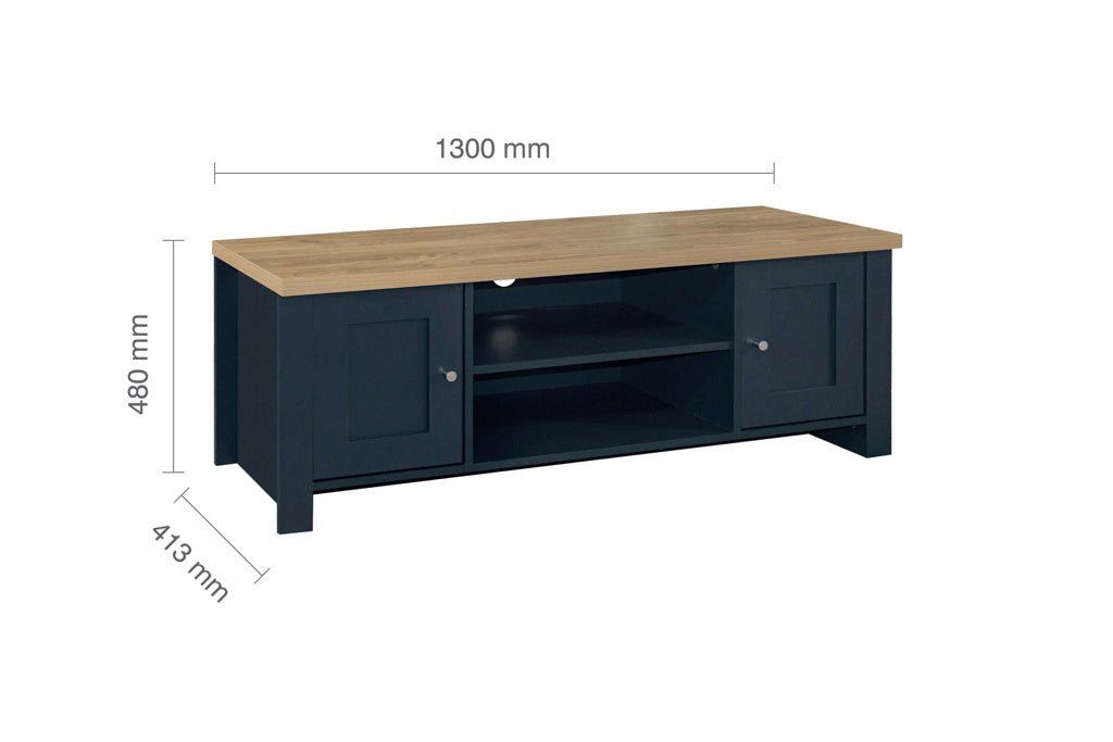 Birlea Highgate Large TV Unit - Navy Blue & Oak 4