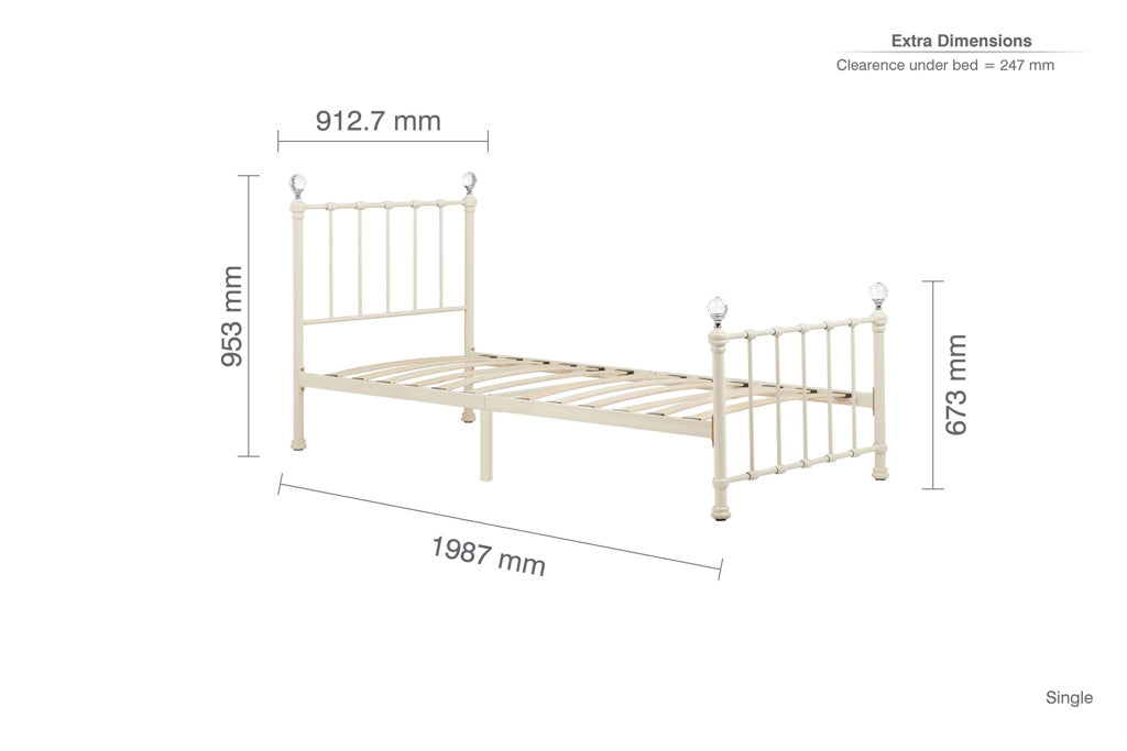 Birlea Jessica Cream Metal Frame - Single 4