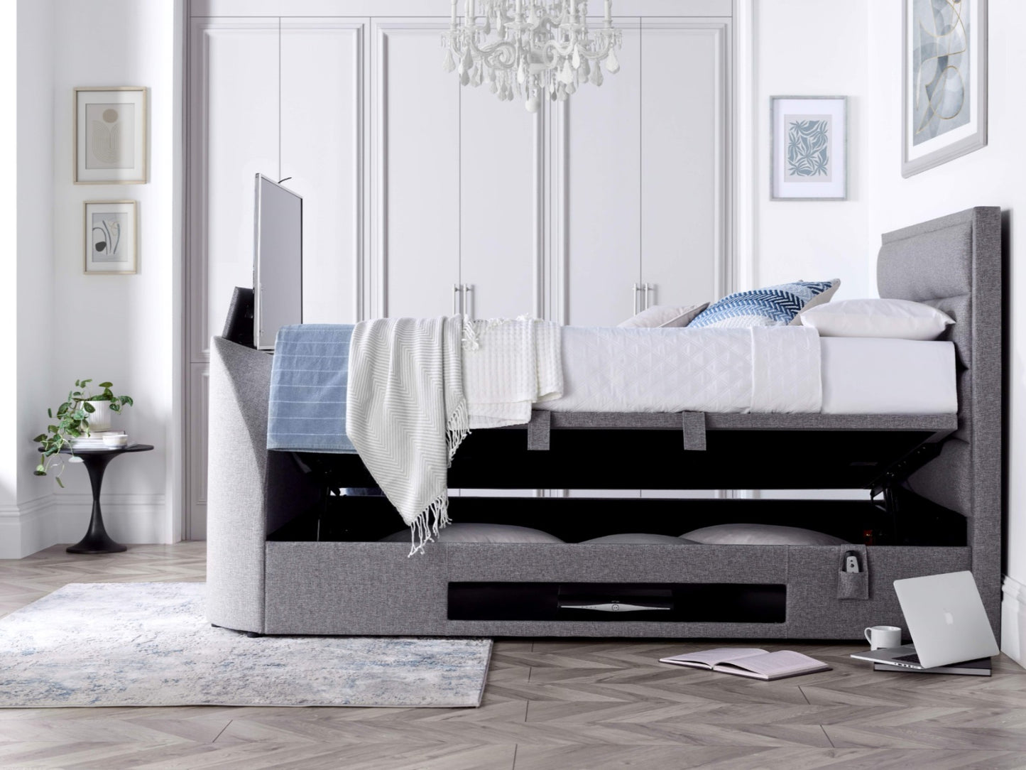 Kaydian Kirkley TV Ottoman Bed - Marbella Grey 2