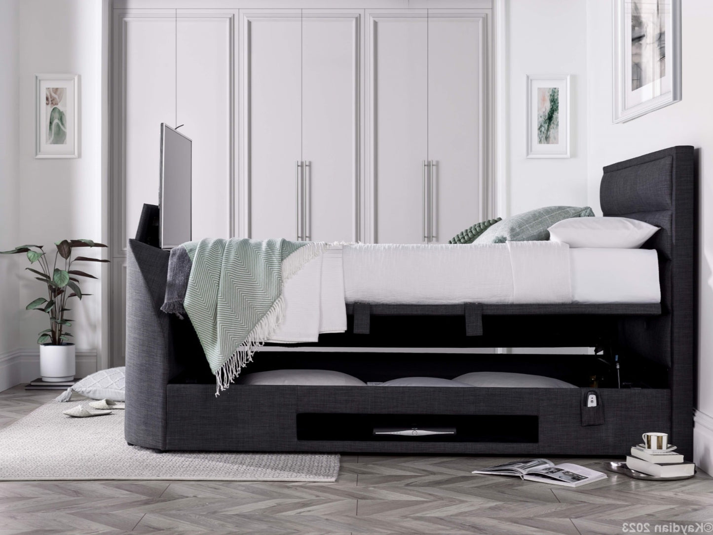 Kaydian Kirkley TV Ottoman Bed - Pendle Slate 2