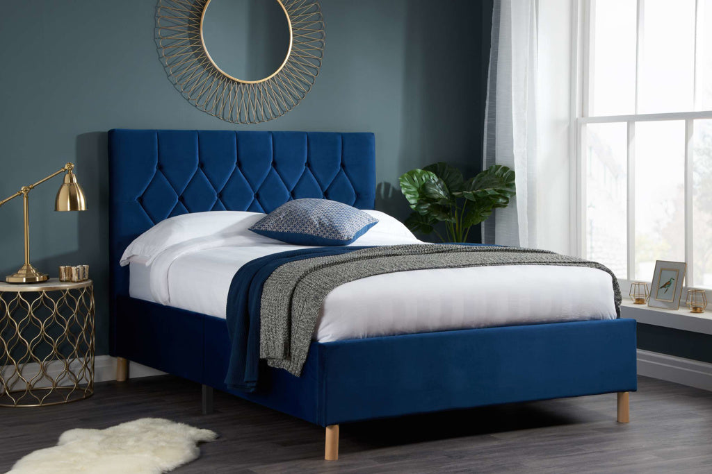 Birlea Loxley Fabric Bed Frame - Blue