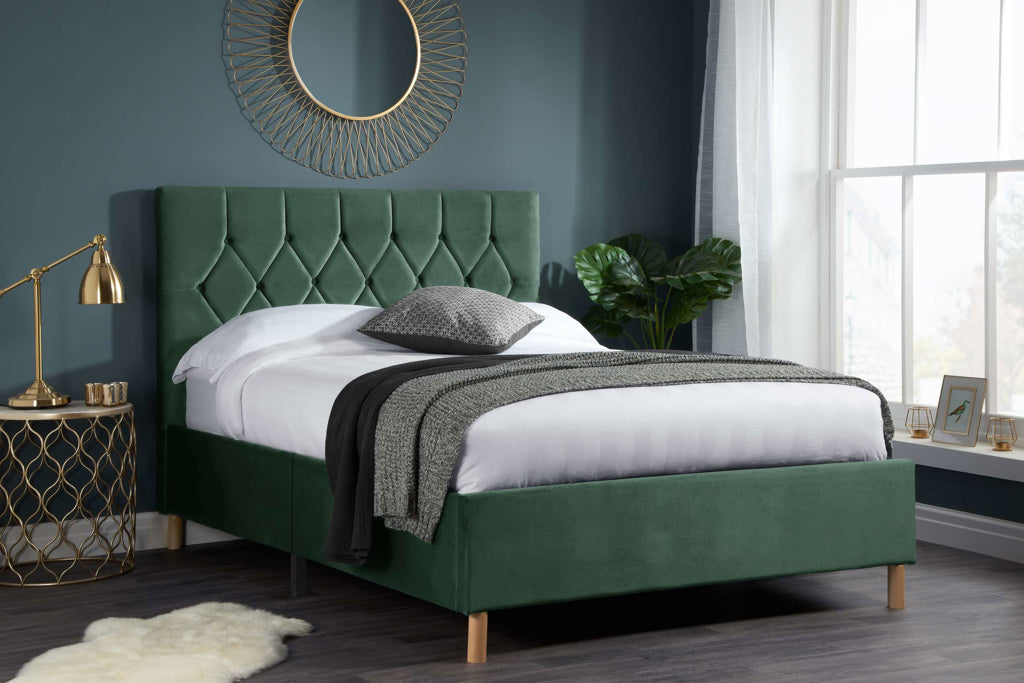 Birlea Loxley Fabric Bed Frame - Green