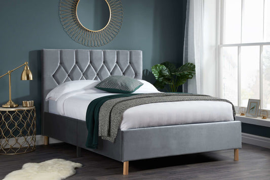 Birlea Loxley Fabric Bed Frame - Grey