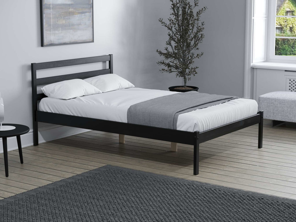 Birlea Luka Black Wooden Bed Frame - Small Double