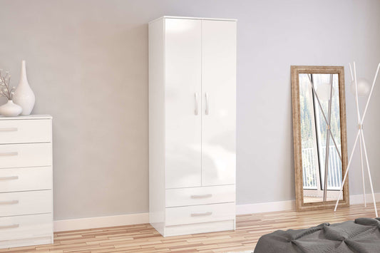 Birlea Lynx 2 Door Combi Wardrobe - White