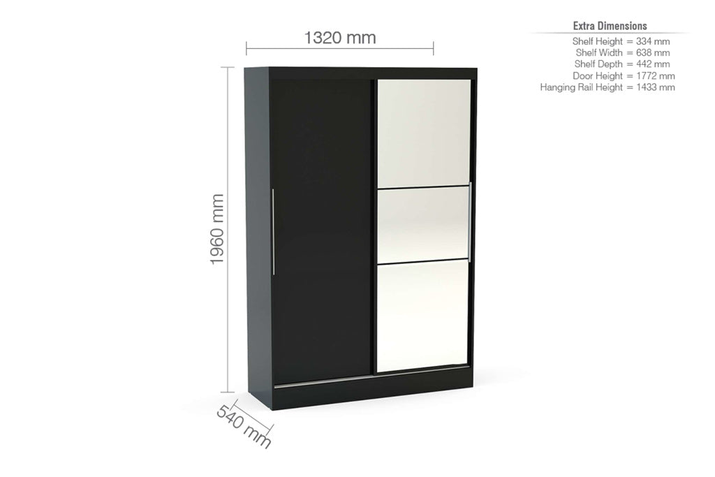 Birlea Lynx 2 Door Sliding Wardrobe - Black 4