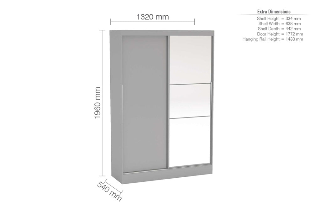 Birlea Lynx 2 Door Sliding Wardrobe - Grey 4