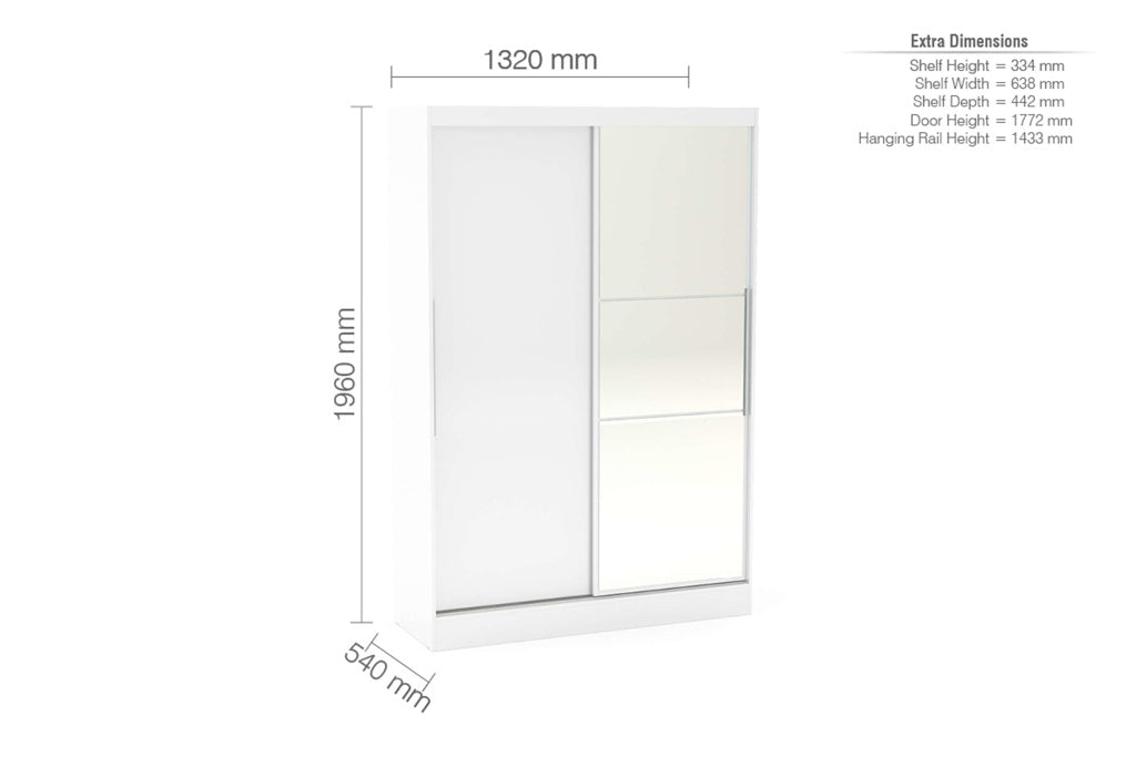 Birlea Lynx 2 Door Sliding Wardrobe - White 4