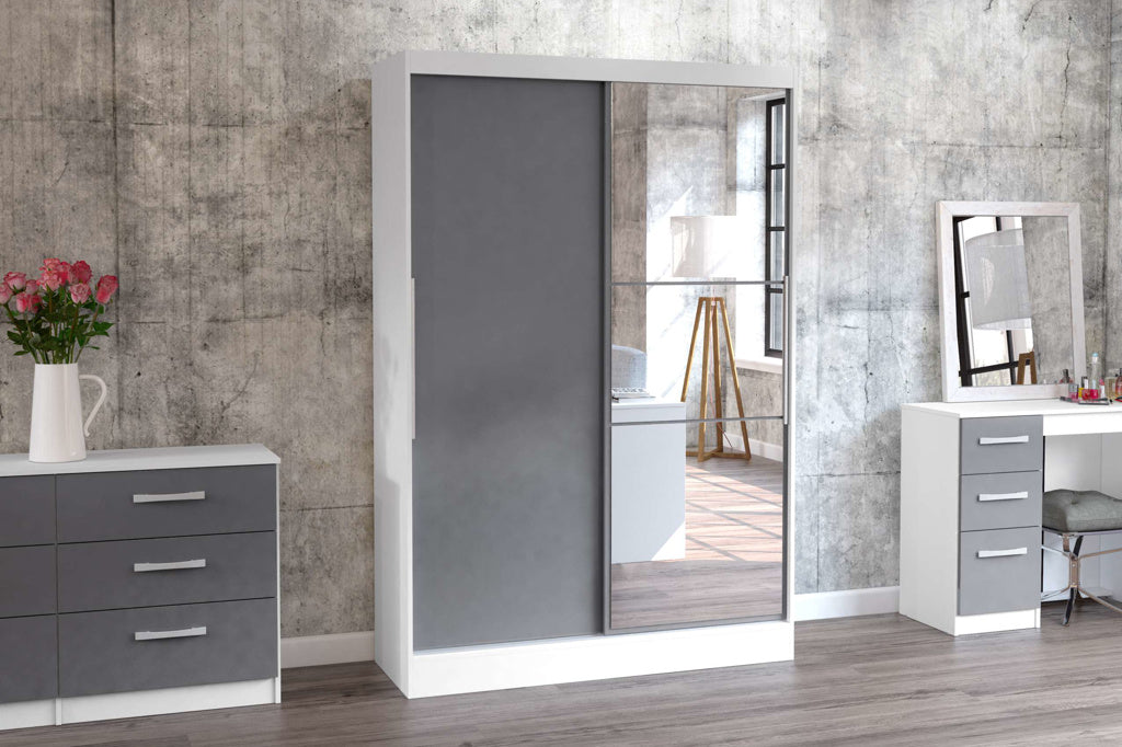 Birlea Lynx 2 Door Sliding Wardrobe - White & Grey