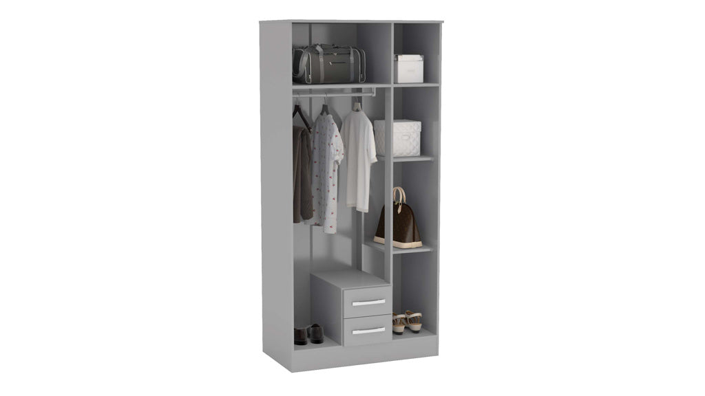 Birlea Lynx 3 Door Combi Wardrobe with Mirror - Grey 3