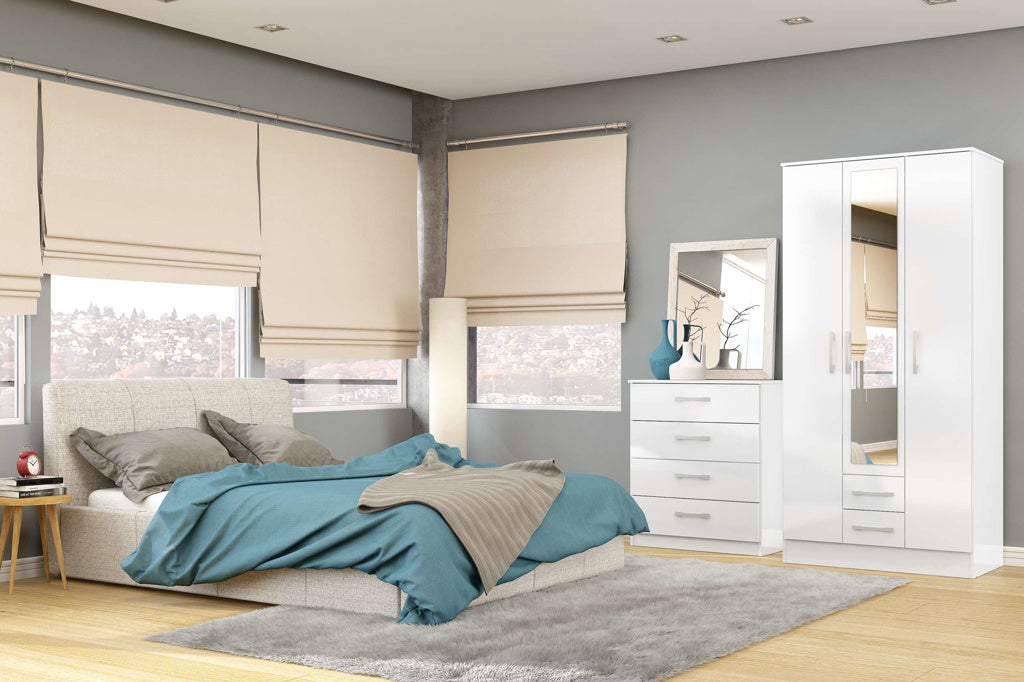 Birlea Lynx 3 Door Combi Wardrobe with Mirror - White 2