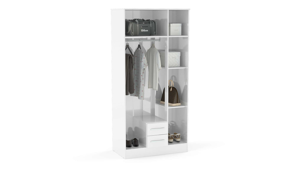 Birlea Lynx 3 Door Combi Wardrobe with Mirror - White 3