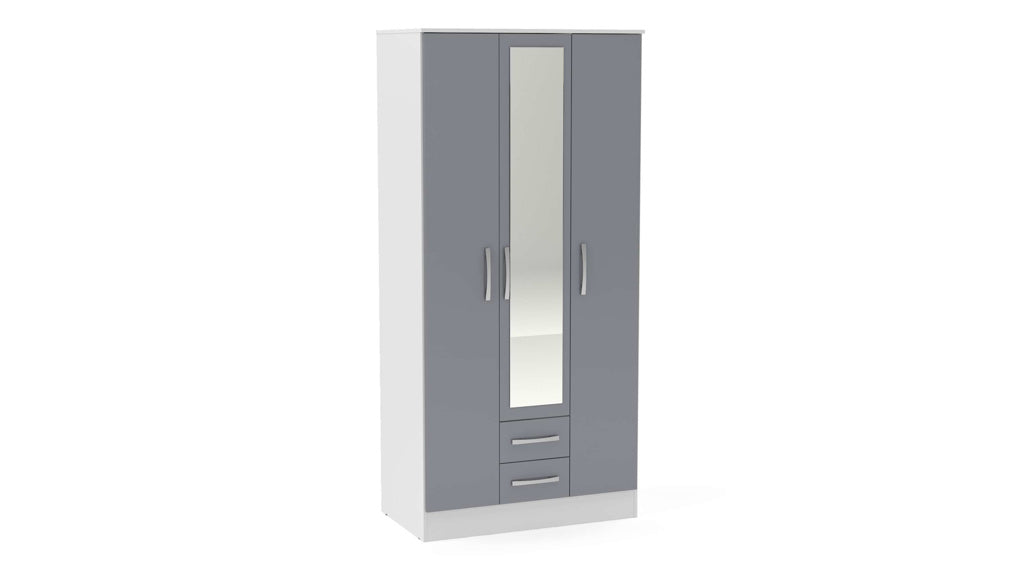 Birlea Lynx 3 Door Combi Wardrobe with Mirror - White & Grey 2