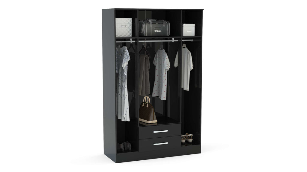 Birlea Lynx 4 Door Combi Wardrobe with Mirror - Black 3