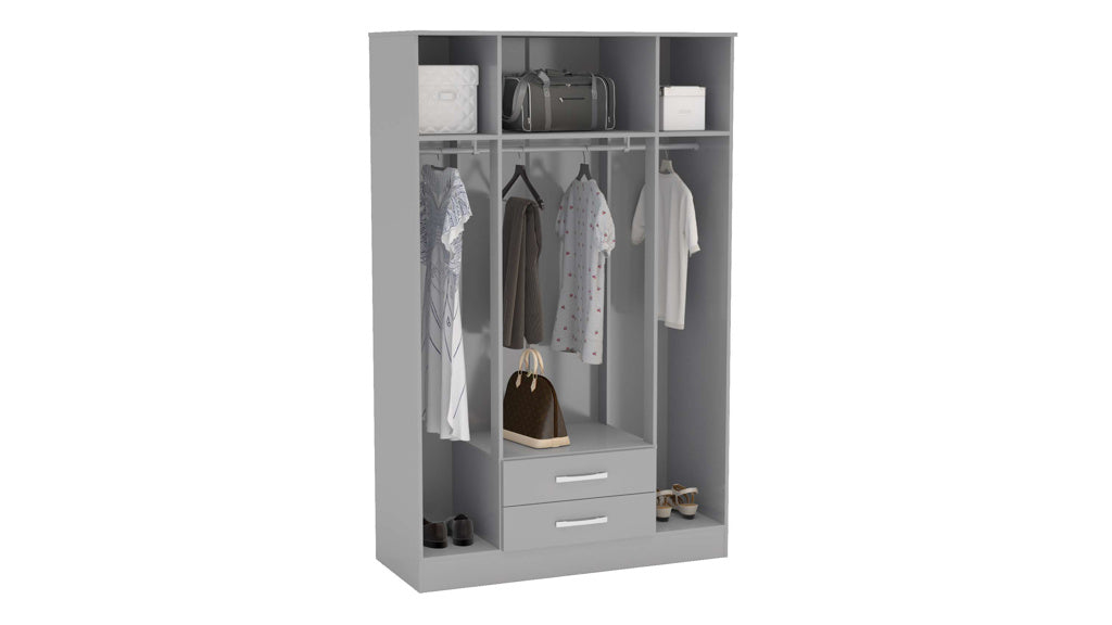 Birlea Lynx 4 Door Combi Wardrobe with Mirror - Grey 3