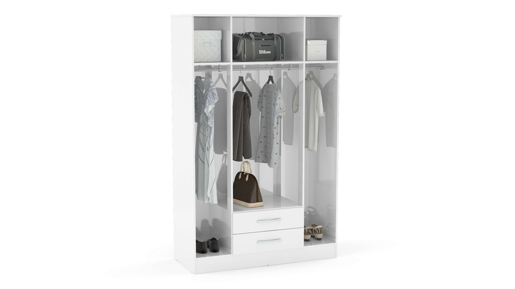 Birlea Lynx 4 Door Combi Wardrobe with Mirror - White 3