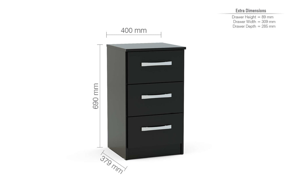 Birlea Lynx Bedside Table - Black 4