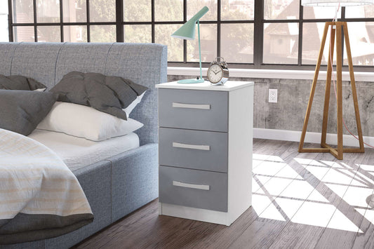 Birlea Lynx Bedside Table - White & Grey