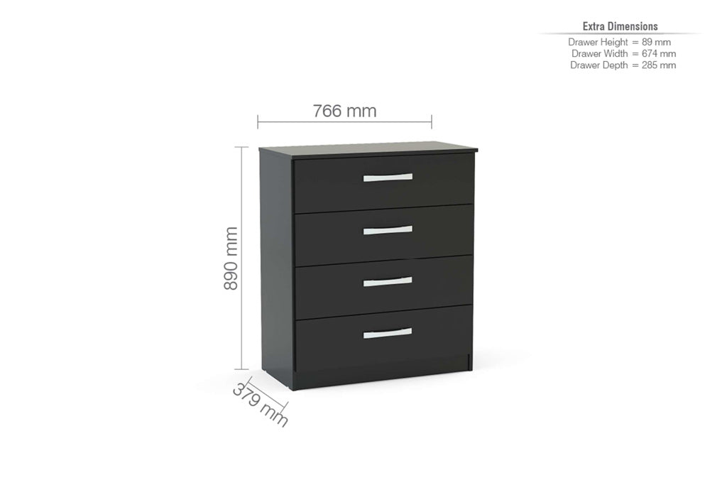 Birlea Lynx 4 Drawer Chest - Black 4