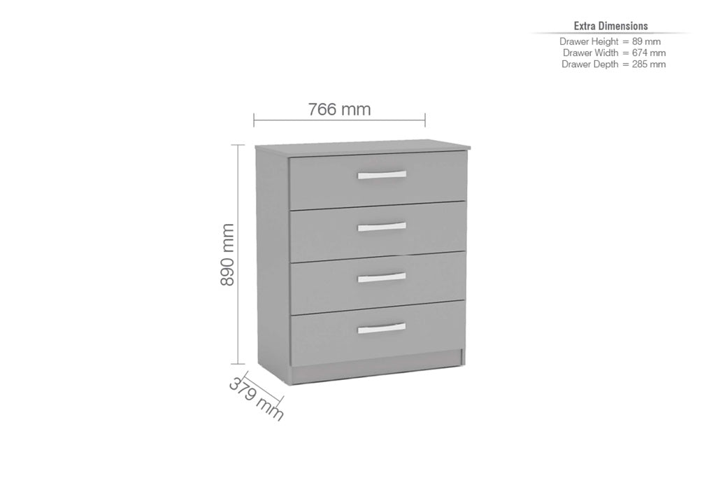 Birlea Lynx 4 Drawer Chest - Grey 4