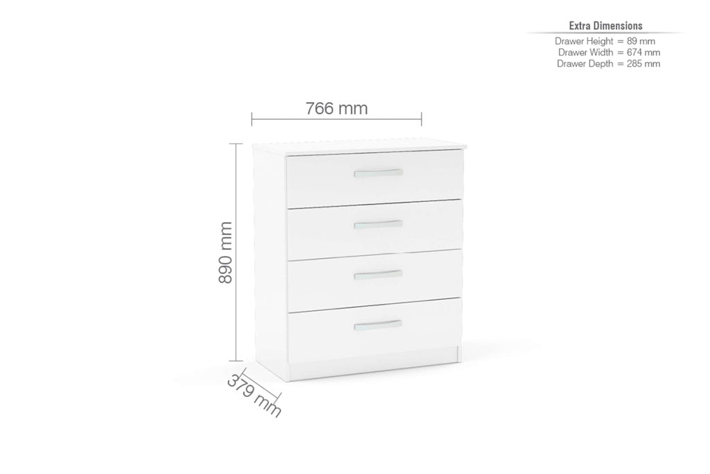 Birlea Lynx 4 Drawer Chest - White 4