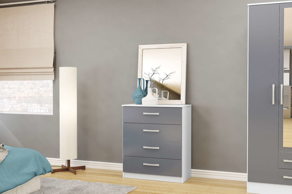 Birlea Lynx 4 Drawer Chest - White & Grey