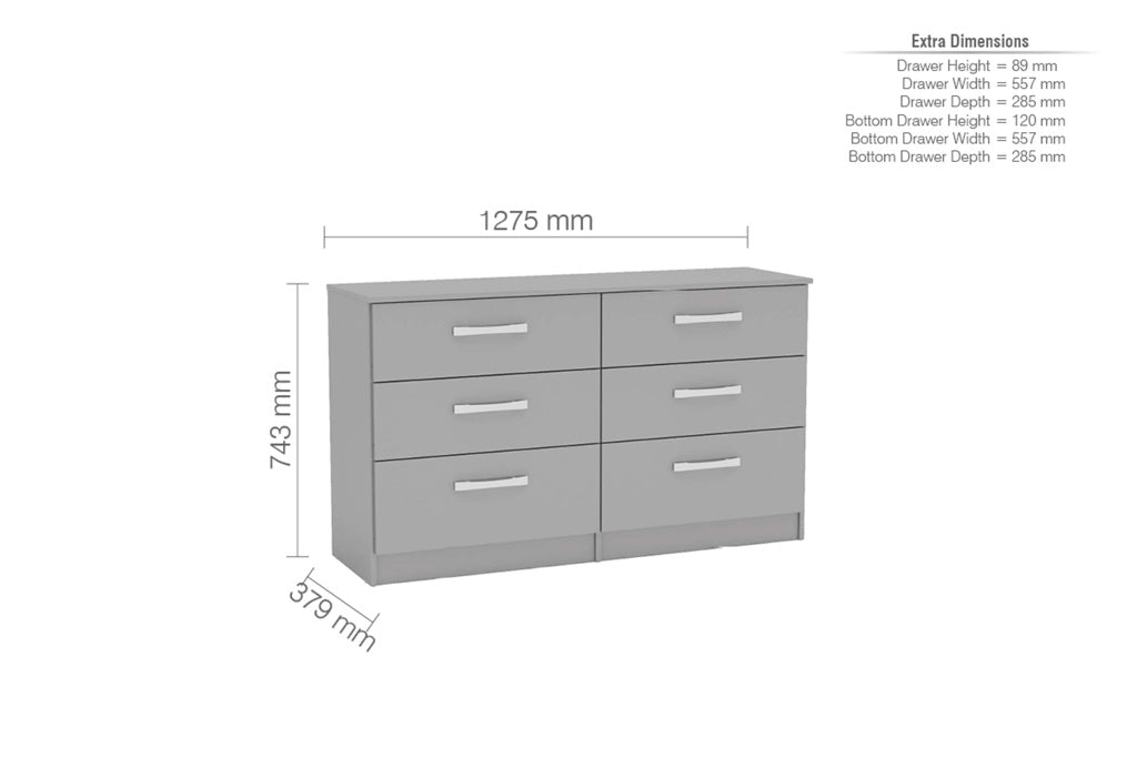 Birlea Lynx 6 Drawer Chest - Grey 4