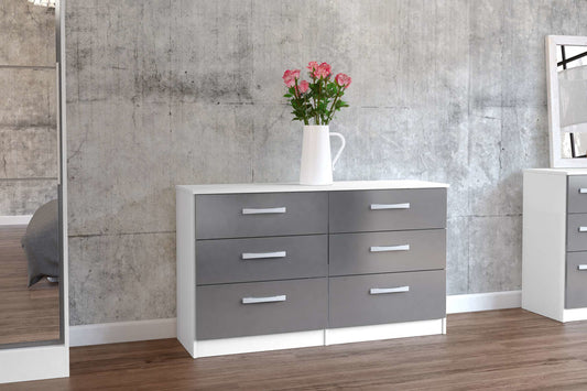 Birlea Lynx 6 Drawer Chest - White & Grey