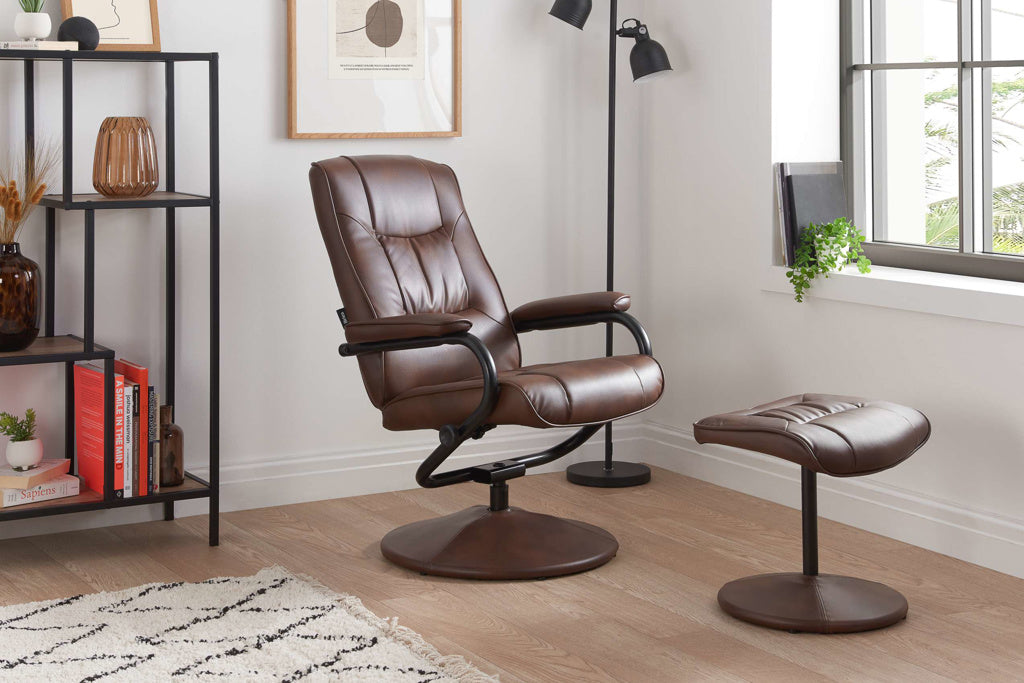 Birlea Memphis Swivel Chair And Footstool - Tan