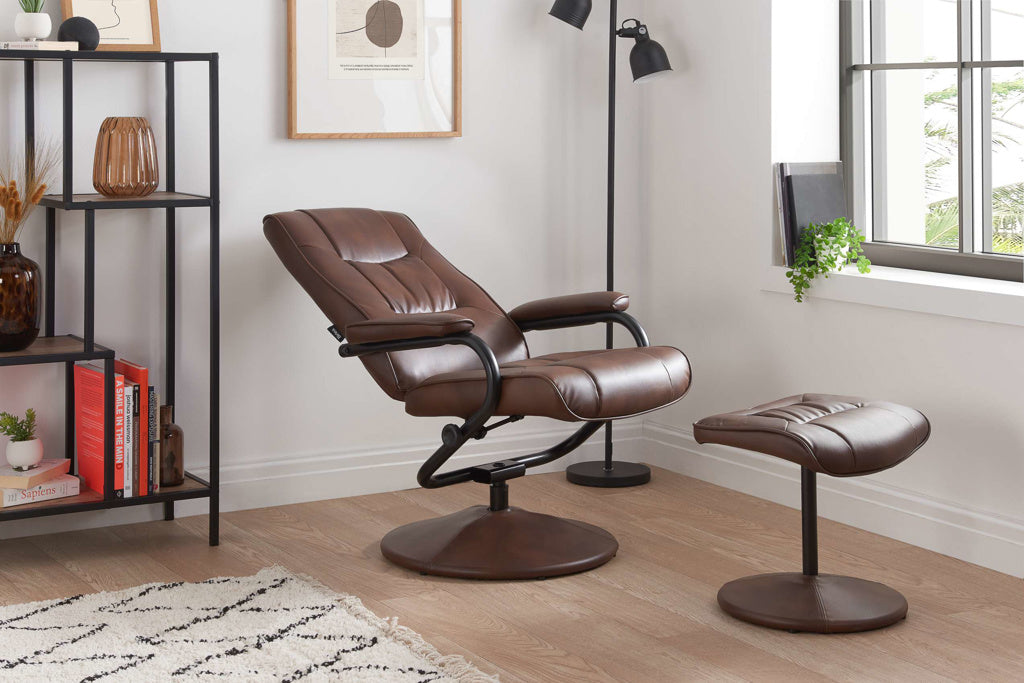 Birlea Memphis Swivel Chair And Footstool - Tan 2