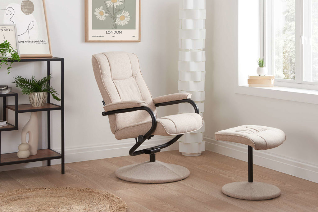 Birlea Memphis Swivel Chair And Footstool - Wheat