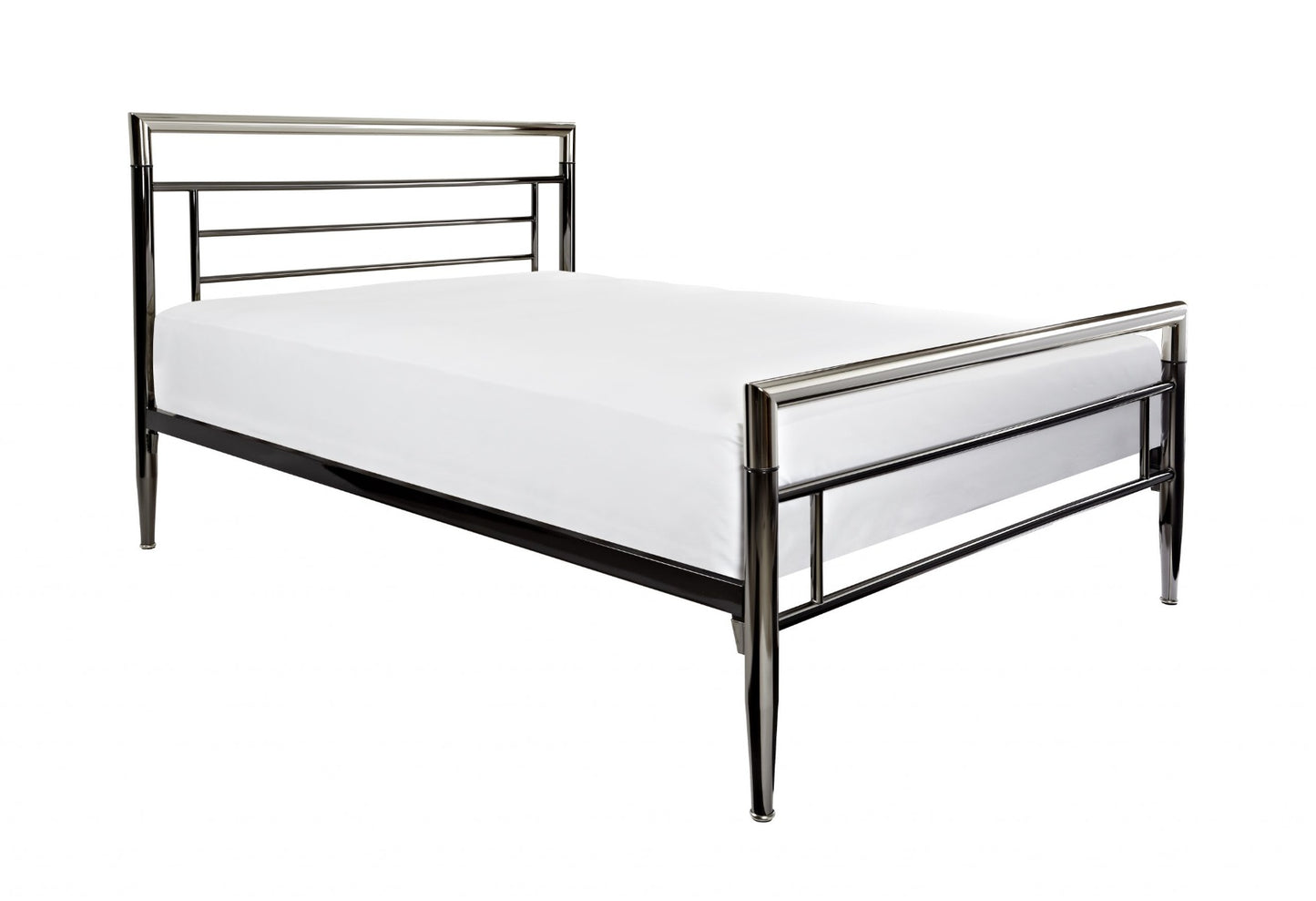 Mercury Black And Shiny Nickel Bed Frame - Double