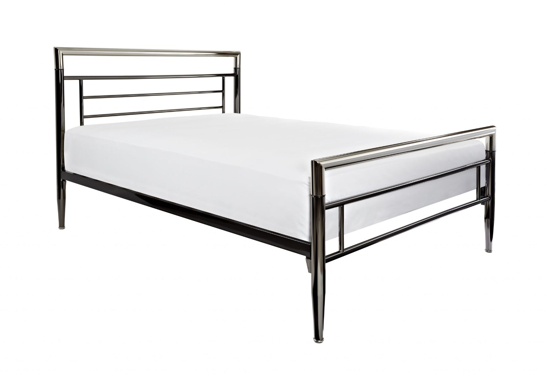 Mercury Black And Shiny Nickel Bed Frame Kingsize Bed Factory Direct