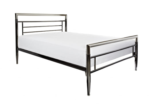 Mercury Black And Shiny Nickel Bed Frame - Kingsize