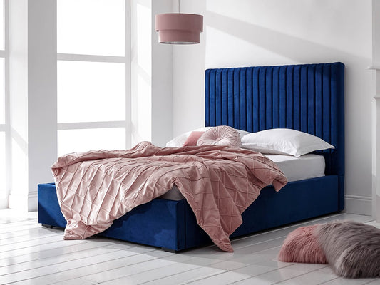 GFW Milazzo Royal Blue Ottoman Bed - Double