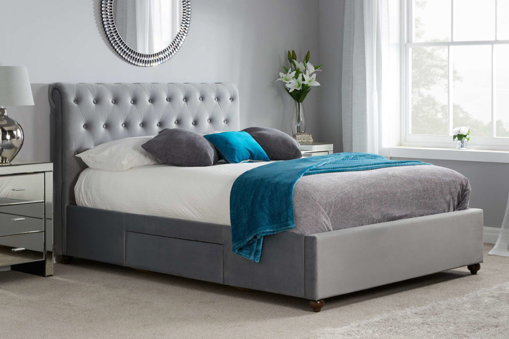 Birlea Marlow Grey Velvet Bed Frame - Double