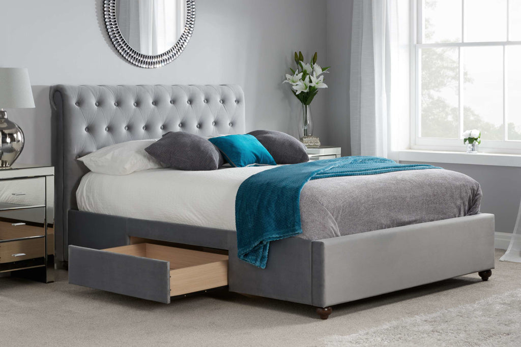 Birlea Marlow Grey Velvet Bed Frame - Double 2