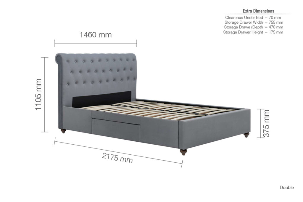 Birlea Marlow Grey Velvet Bed Frame - Double 4