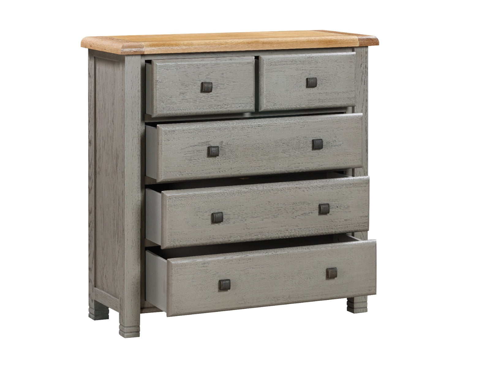 Nashville Grey Wooden 5 Drawer Chest