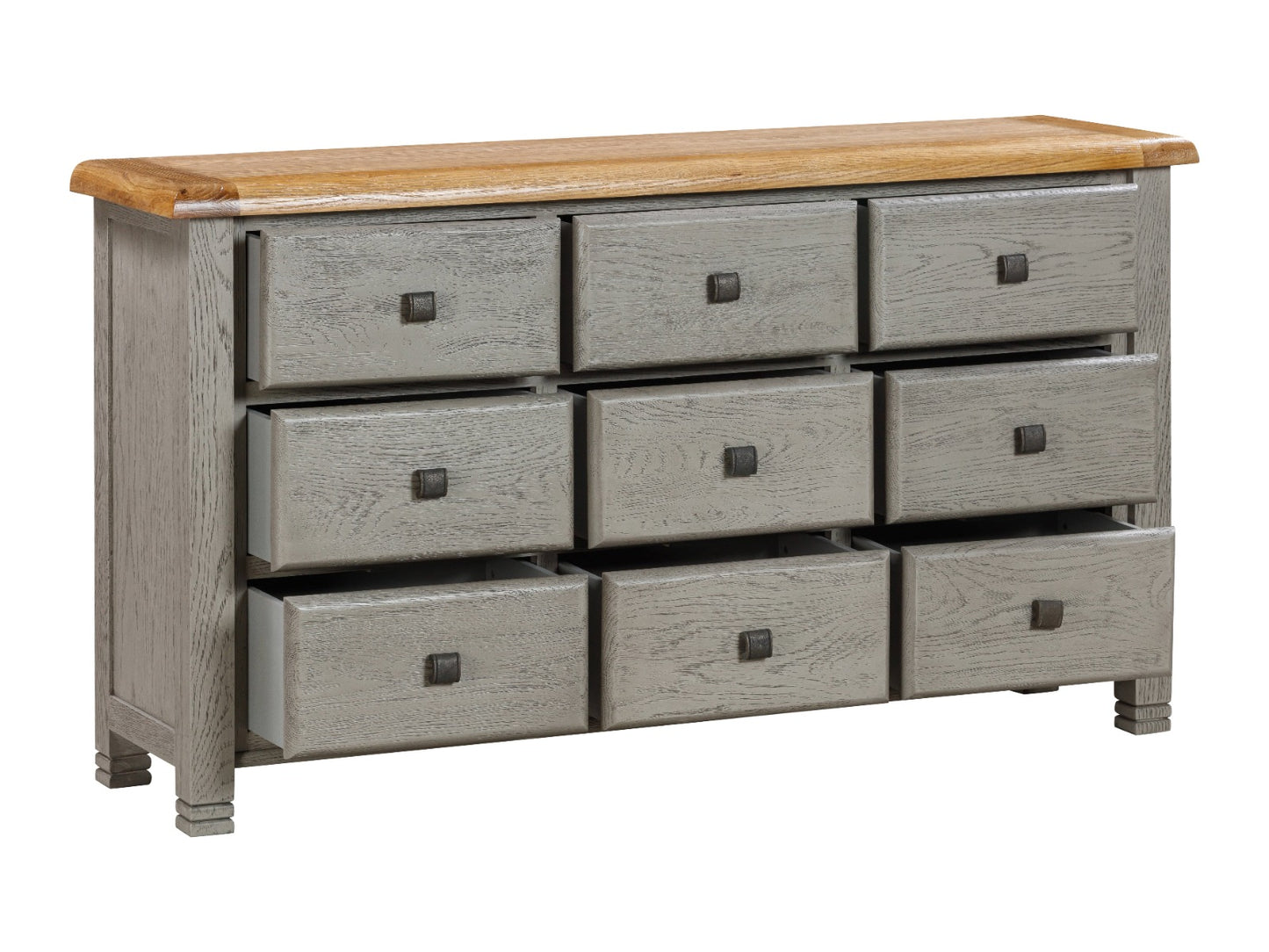 Nashville Grey Wooden 9 Drawer Chest