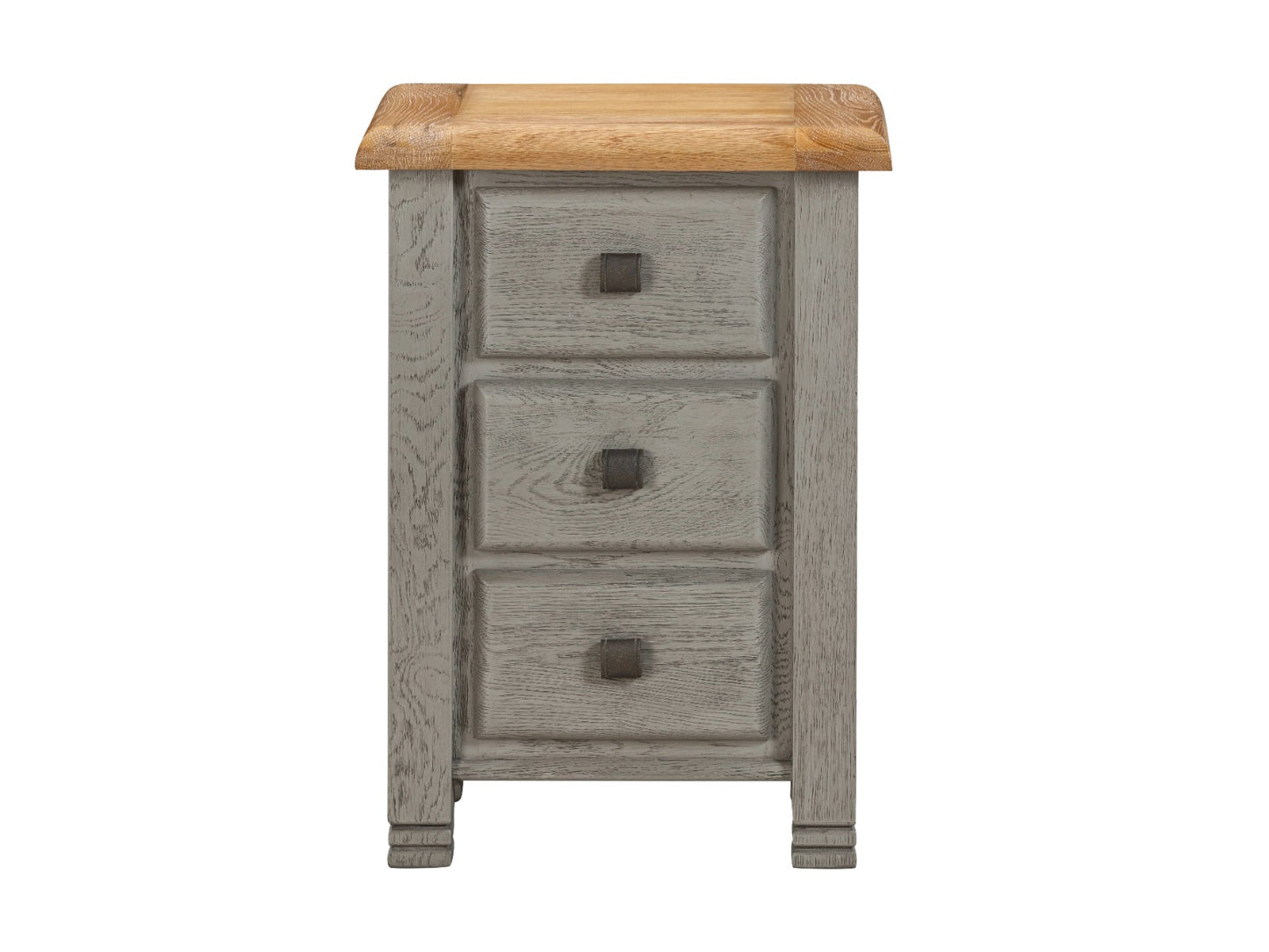 Nashville Grey Wooden 3 Drawer Bedside 2