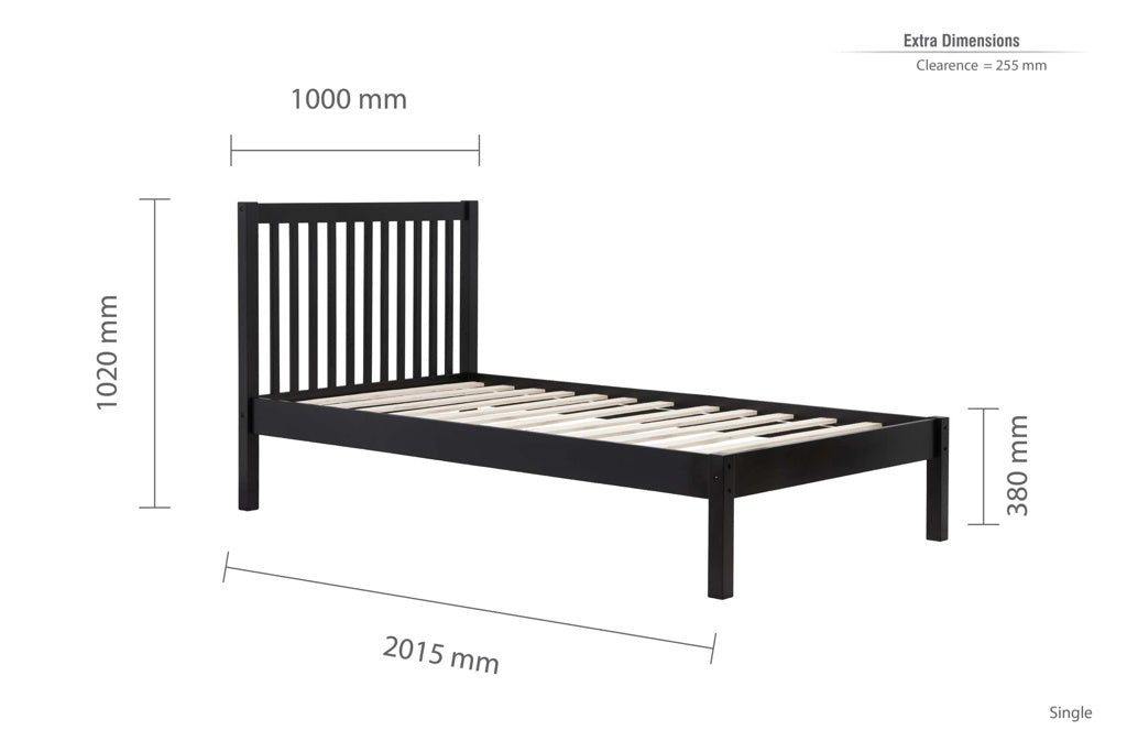 Birlea Nova Black Wooden Bed Frame - Single 4