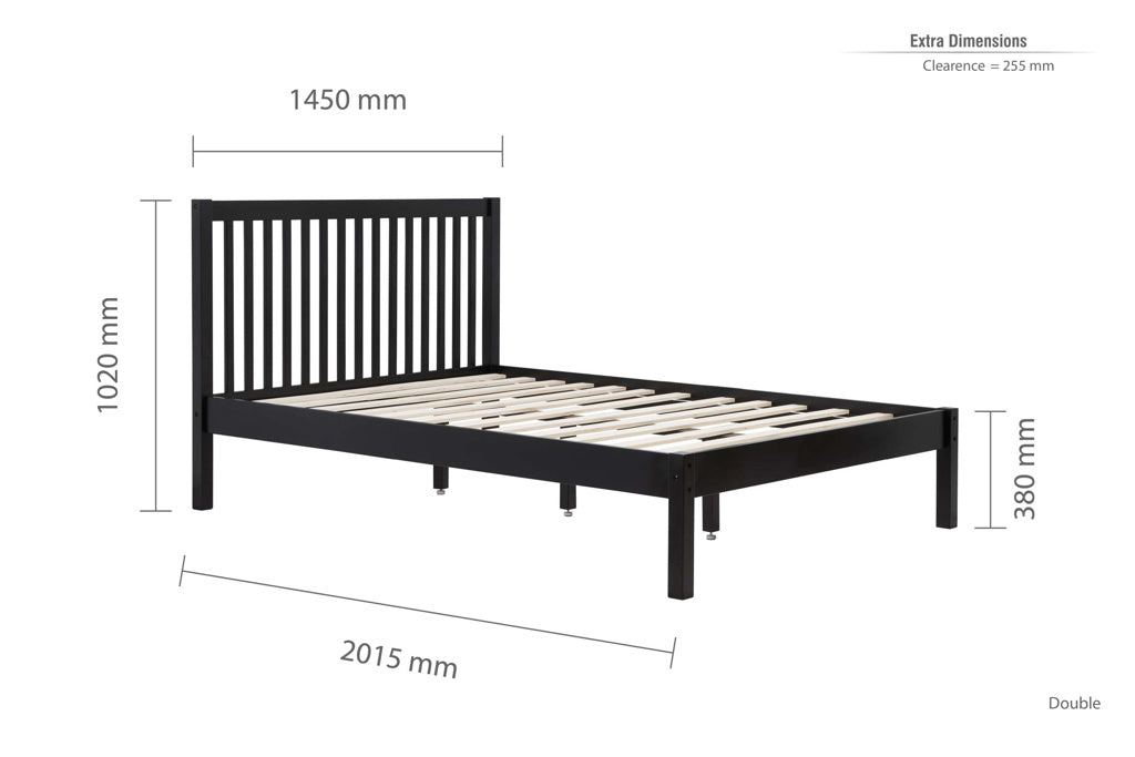 Birlea Nova Black Wooden Bed Frame - Double 4