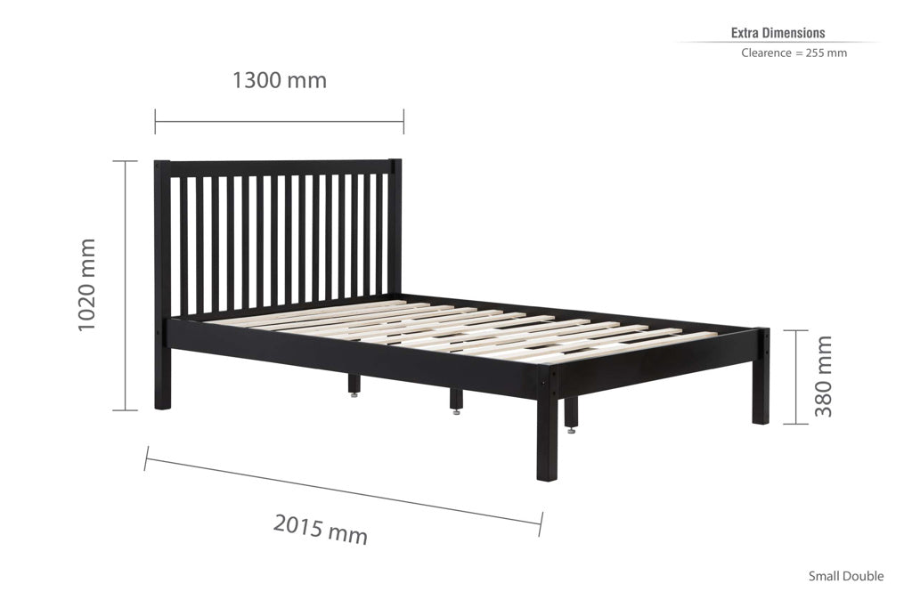 Birlea Nova Black Wooden Bed Frame - Small Double 4