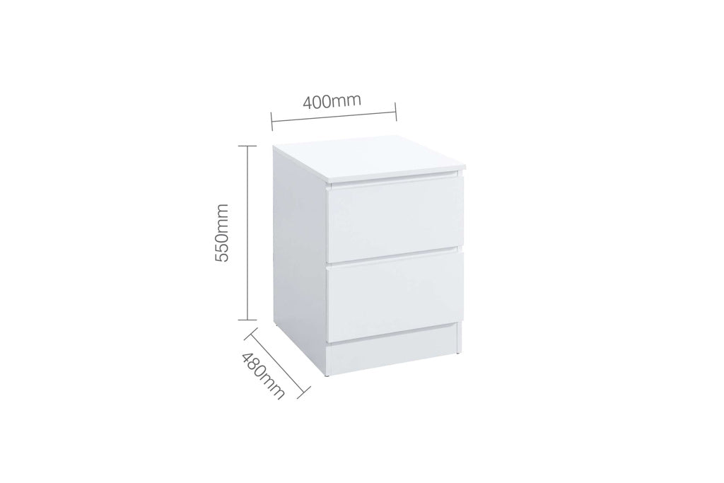 Birlea Oslo 2 Drawer Bedside - White 4